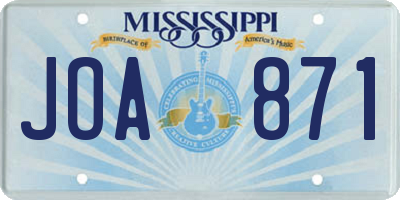 MS license plate JOA871