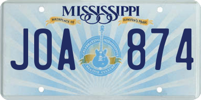 MS license plate JOA874