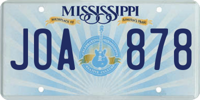 MS license plate JOA878
