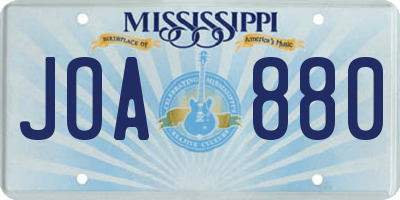 MS license plate JOA880
