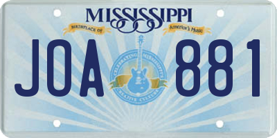 MS license plate JOA881