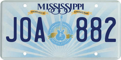 MS license plate JOA882