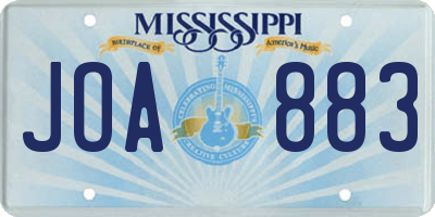 MS license plate JOA883