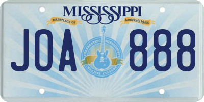 MS license plate JOA888
