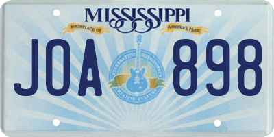 MS license plate JOA898