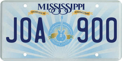 MS license plate JOA900