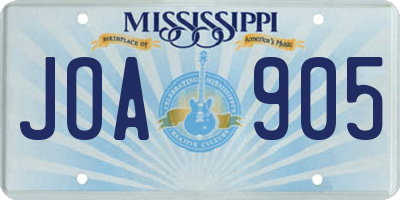 MS license plate JOA905