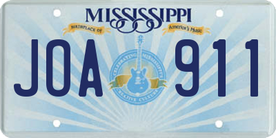 MS license plate JOA911