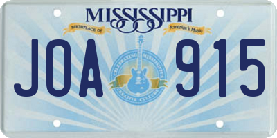 MS license plate JOA915