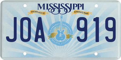 MS license plate JOA919