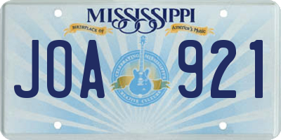 MS license plate JOA921