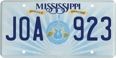 MS license plate JOA923