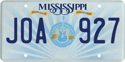 MS license plate JOA927