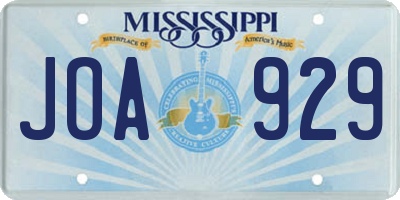 MS license plate JOA929