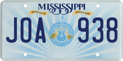 MS license plate JOA938