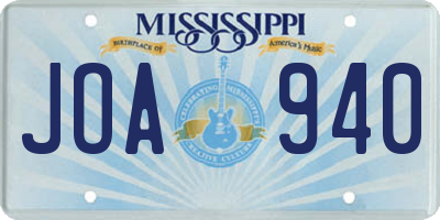 MS license plate JOA940