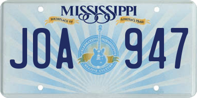 MS license plate JOA947