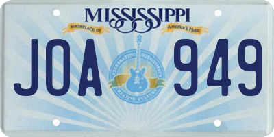 MS license plate JOA949