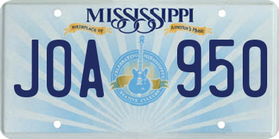 MS license plate JOA950