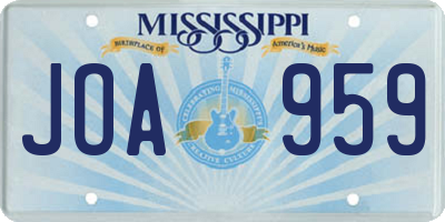 MS license plate JOA959