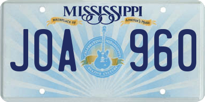 MS license plate JOA960