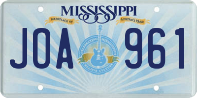 MS license plate JOA961