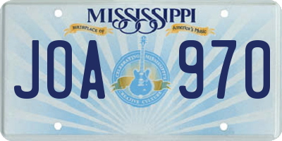 MS license plate JOA970