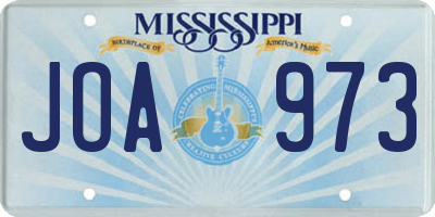 MS license plate JOA973