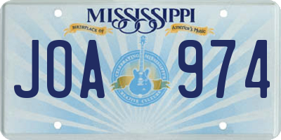 MS license plate JOA974