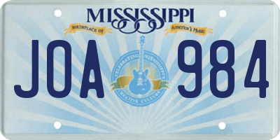 MS license plate JOA984