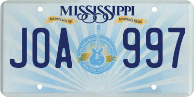 MS license plate JOA997