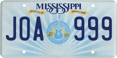 MS license plate JOA999