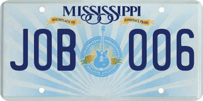 MS license plate JOB006