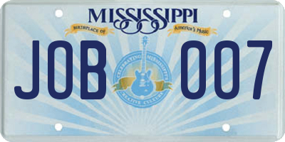 MS license plate JOB007