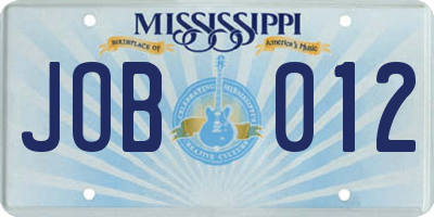 MS license plate JOB012