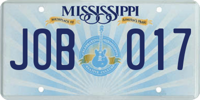 MS license plate JOB017