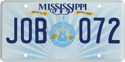 MS license plate JOB072