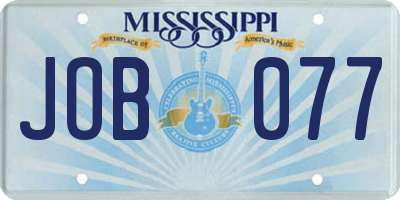 MS license plate JOB077