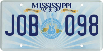 MS license plate JOB098