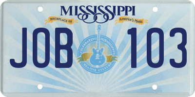 MS license plate JOB103