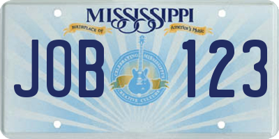 MS license plate JOB123