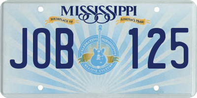 MS license plate JOB125