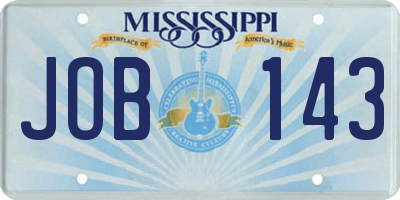MS license plate JOB143