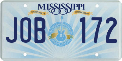MS license plate JOB172