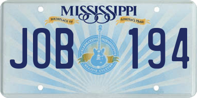 MS license plate JOB194
