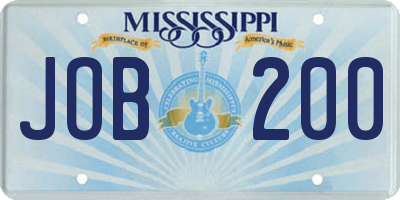 MS license plate JOB200