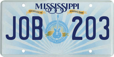MS license plate JOB203