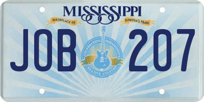 MS license plate JOB207