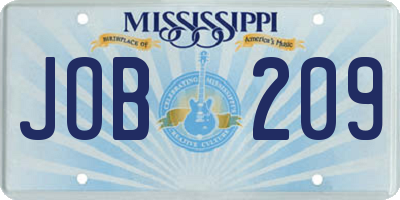 MS license plate JOB209