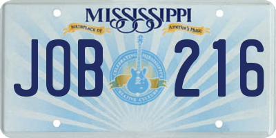 MS license plate JOB216